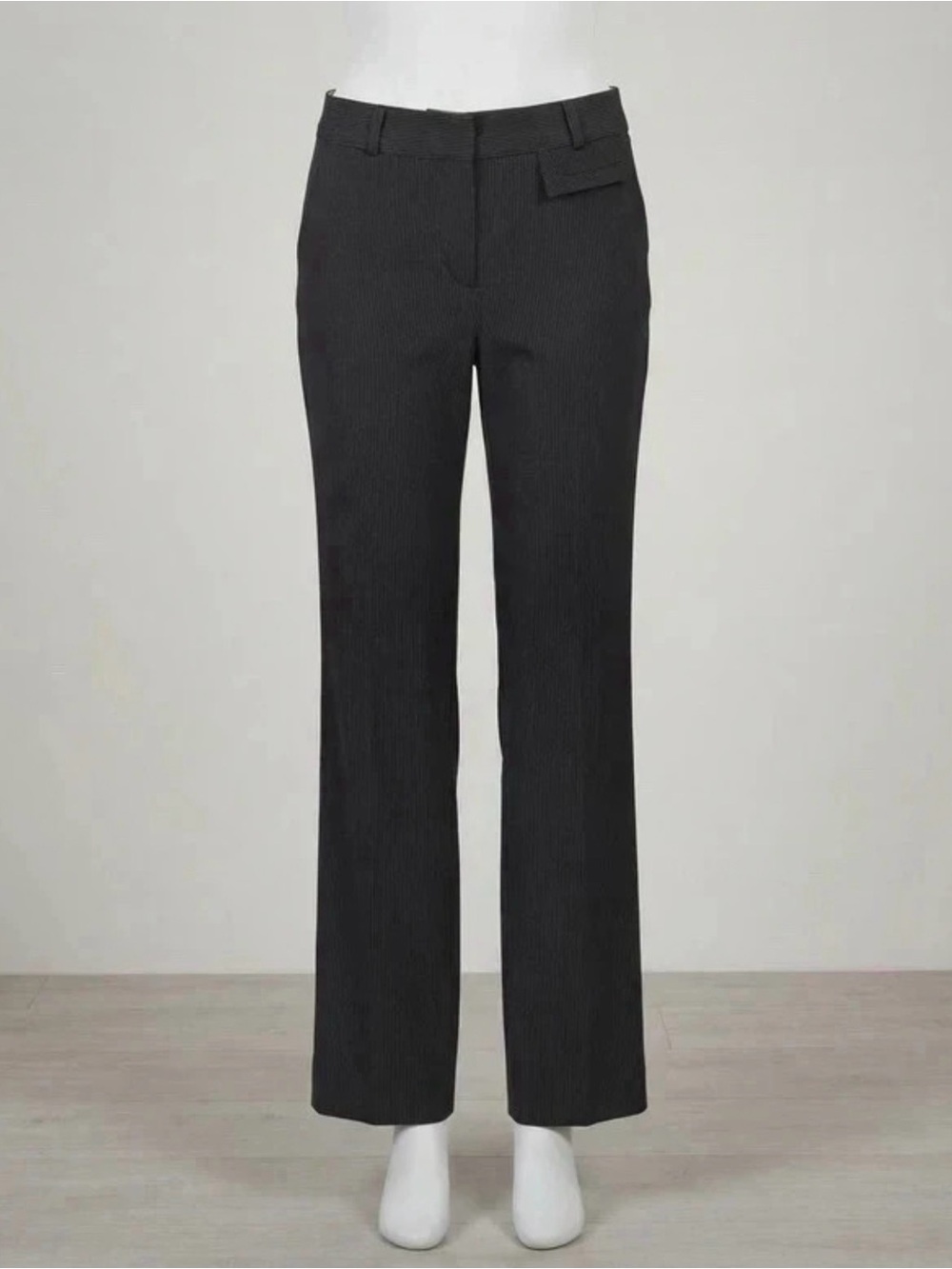 Dalia Black Pinstripe Straight-Leg Trousers